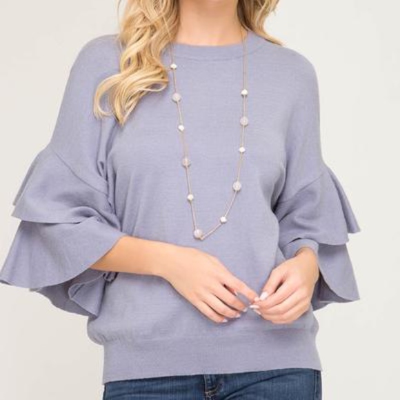 Adler & Sage Boutique Sweaters - Lia Ruffle Sleeve Sweater